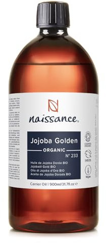 Naissance Olio di Jojoba d’Oro Cerificato Biologico (No. 233) - 900ml - per Capelli, Viso, Corpo, Barba, Unghie, Ciglia