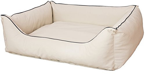 CopcoPet Hundebett kleine Hunde – Waschbares Hundekissen 【Wendebett】 Hundekorb aus Kunstleder - Formstabiles Hundesofa - Hundekörbchen mit erhöhten Rand, Dog Bed Beige 70 x 55 cm