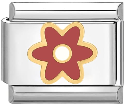 Quiges - 9mm Italian Style Charm Modul Edelstahl Blume für Italienische Armbänder