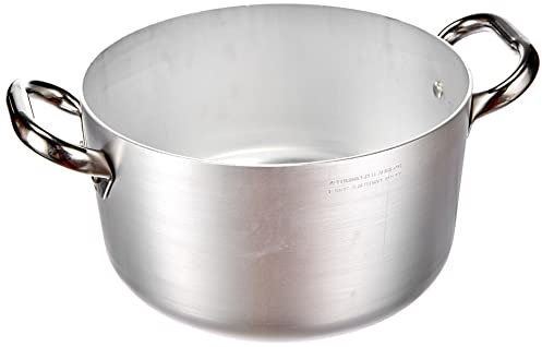 Pentole Agnelli ALMA10424, Casseruola Alta in Alluminio con 2 Maniglie in Acciaio, Alluminio Professionale 3mm, Diametro 24 cm