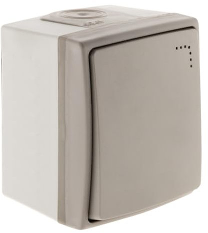 Zenitech - Interrupteur Va-et-Vient à Voyant Étanche IP55 - Orok - Bornes Automatiques pour Installation Simple et Rapide - Compatible Intérieur et Extérieur - Gris
