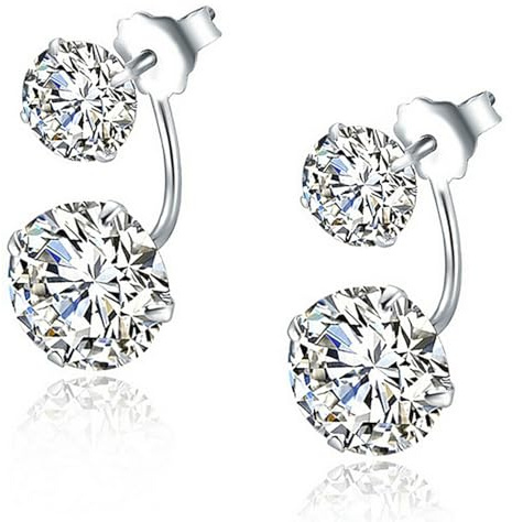 Unendlich U Damen Ohrringe 5-8mm Doppel Kugeln 925 Sterling Silber Zirkonia Ohrstecker Ohrhänger Jackets für Mädchen, Verschiedene Tragevarianten