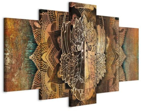 Cuadros B&D XXL - Wandbilder XXL Vlies Leinwandbild 5 tlg Kunstdruck modern Wandbilder XXL Wanddekoration Design Wand Bild - Affe Ornament n-A-0051-b-n