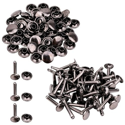 Trimming Shop Double Cap Rivets, Extra Long Tubular Metal Studs for Clothing Repair & Replacements, Sewing, Leather Crafting, DIY Projects, Arts & Craft, 10mmx18mm, 50 Sets (10x18mm, Gun Metal)