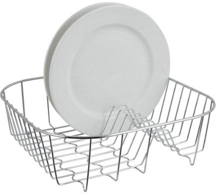 Premier Housewares 9 Plate Dish Drainer Rack Stainless Steel Draining Board Rack Cutlery Drainer Chrome Finishing Kitchen Drainer Rack Dish Rack, Silver, H10 x W34 x D34cm