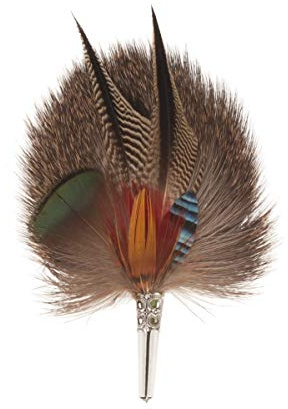 Breiter - Vera Piuma di Anatra per Cappello con Guaina, Fagiano, Ghiandaia, Pelle di Cervo, Accessori per Il Cappello Tradizionale - Arancione, Fulvo, Blu, Grigio