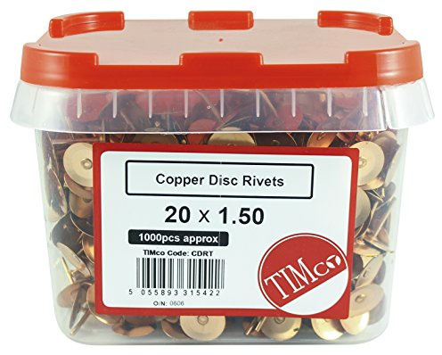 TIMco CDRT - Rivetti a disco, in rame, confezione da 1000, in rame