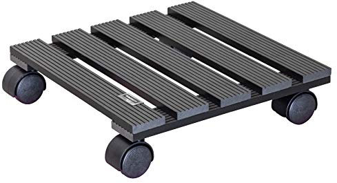 WAGNER Pflanzenroller WPC 29 x 29 x 8 cm I Blumenroller für Außenbereich + Innenbereich I Kübelroller aus FSC® Wood Plastic Composite, anthrazit I Tragkraft 60 kg - 20050001