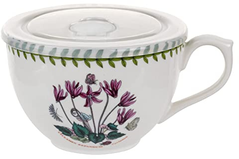 Portmeirion Botanic Garden Grande tasse avec couvercle, 591 ml, cyclamen, 1 pièce, blanc