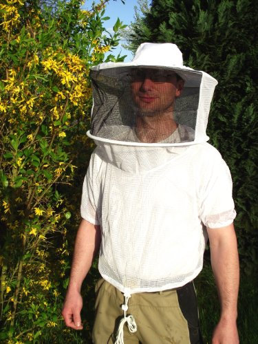 Förster-Fellnest Schöne Imkerweste - Imkerhut - Imkerhaube mit angenähtem Netzhemd und herunterklappbarem Schleier