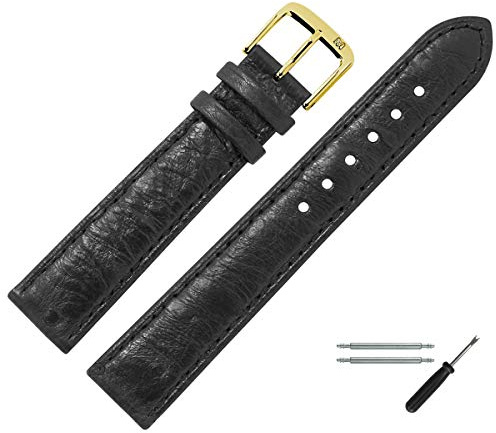 MARBURGER Uhrenarmband 16mm Leder Strauß - Werkzeug Montage Set 81016