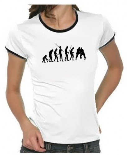 Coole-Fun-T-Shirts JUDO Evolution DAMEN RINGER, Weiss, T-SHIRT, Gr.XL