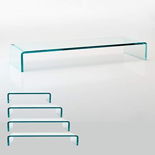 bijon TV Aufsatz Glas Bildschirm-Erhöhung | PC Monitor-Erhöhung, Schreibtisch-Aufsatz für Laptop Erhöhung, Monitor-Erhöhung | (B/T/H) 1000x300x130mm - klar