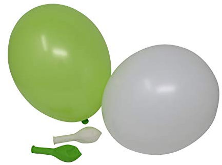 100 Luftballons je 50 hellgrün & weiß Qualitätsballons 27 cm Ø (Standardgröße B85)
