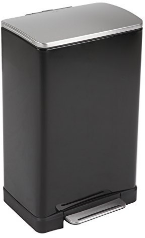 EKO E-Cube Tretmülleimer 40 Liter - Edelstahl - Kunststoff - Matt Schwarz - Matt