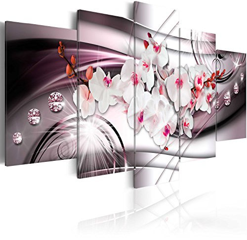 B&D XXL Acrylglasbild Abstrakt 200x100 cm 5 Teilig Wandbild auf Acryl Glas Bilder Kunstdruck Moderne Wanddekoration - Blumen Orchidee Diamant b-A-0238-k-o