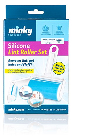 Minky Silicone Lint Rollers Twin Set | Large Lint Remover and Travel Lint Remover | Pet Hair Remover | Handheld Sticky Silicone Dust Wiper Washable and Reusable For Clothes | lint removers for clothes
