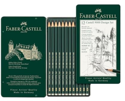 FABER-CASTELL 119064 - Bleistifte Set Castell 9000 Art, 12 verschiedene Härtegrade 5B - 5H