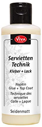 Viva Decor Serviettentechnik Kleber und Lack (Seidenmatt, Transparent, 82 ml) Serviettenkleber transparent, Decoupage Kleber für Serviettentechnik - Made in Germany