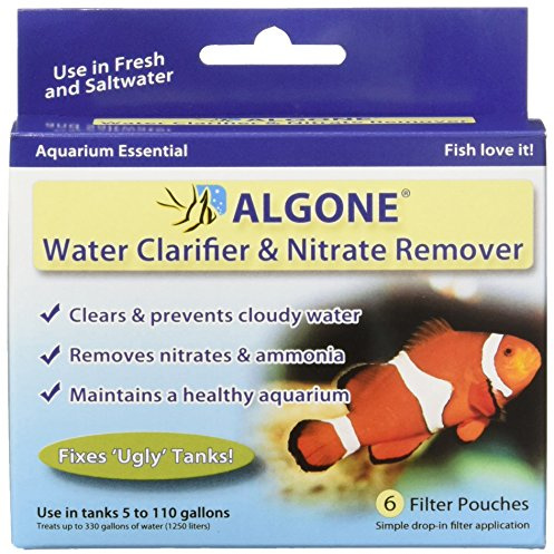 Algone Aquarium Water Clarifier and Nitrate Remover, 6 filter pouches