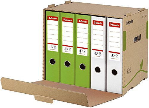 Esselte Eco Archiv-Container, Aufbewahrungsbox für 5 A4 Ordner, Lagerbox mit Deckel, Transportbox mit Griffen, 100 % recycelte Wellpappe, 100 % recycelbar, 1 Stück, Naturbraun, 623920