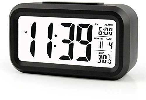 Gearmax LED sveglia digitale snooze di ripetizione Light-attivato sensore controluce la visualizzazione della temperatura e la data(Nero)