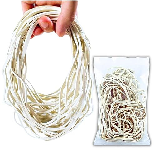 Yosogo Extra Large 8″ Rubber Bands – Heavy Duty, Biodegradable Natural Rubber Elastic Bands for Postal, Packaging, Office, and Industrial Use (30 Pack, White)