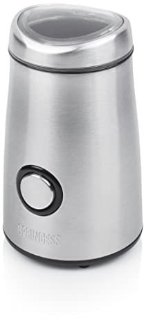 Princess 242196 Molinillo elétrico de café, nueces, hierbas o especias, 50 gramos de capacidad, carcasa de acero inoxidable, 150 W, Plata (01.242196.01.001)