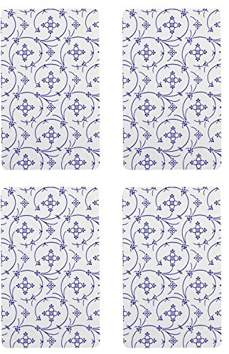 RICOLOR 12076 Frühstücksbrettchen Indisch Blau, HPL, 23,5x14,5cm, blau/weiß (4 Stück)