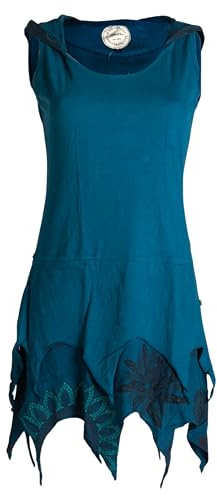Vishes Damen Elfentunika im Lagenlook mit Zipfeln I Größe 44 I Handgefertigte Tunika aus 100% Baumwolle I Bequem & modisch für Alltag & Freizeit I Nachhaltige Alternative Bekleidung I Türkis