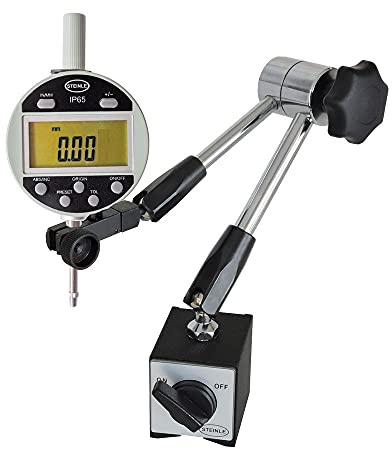STEINLE Magnet Messstativ Zentralklemmung inkl. Digital Messuhr im SET Messbereich 12,5/0,01 mm