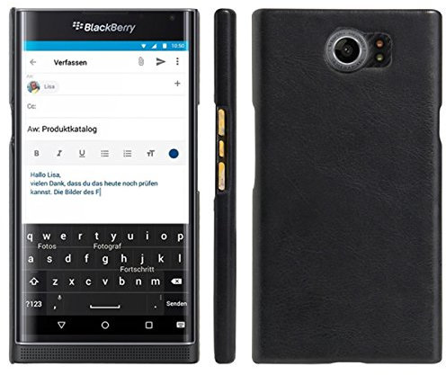 HualuBro Schutzhülle leichtem Kunstleder für BlackBerry Priv Smartphone - hohe Qualität, Ultra dünn, PU-Leder, schwarz, for BlackBerry Priv