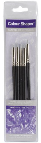 Colour Shaper Firm Painting Set Size 2, 5 Piece Set, Silicone Rubber Brush Tools for Modelling, Painting, Blending, Masking Fluid, Carving, Polymer Clay, Giving Control, Fluidity, Precision