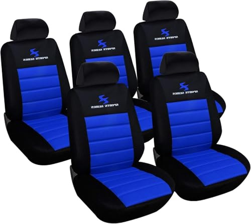 WOLTU 5er Sitzbezüge Auto Einzelsitzbezug vordere Schonbezüge, blau | Autositzbezüge Universal Sitzbezug für PKW, Van, Kleinbus, Komplettset