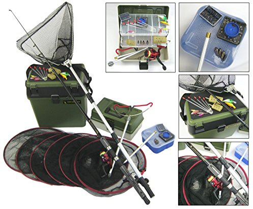 Roddarch Complete Starter Beginners Fishing Kit Including Seat Tackle Box, Tackle, Nets, Rod & Reel