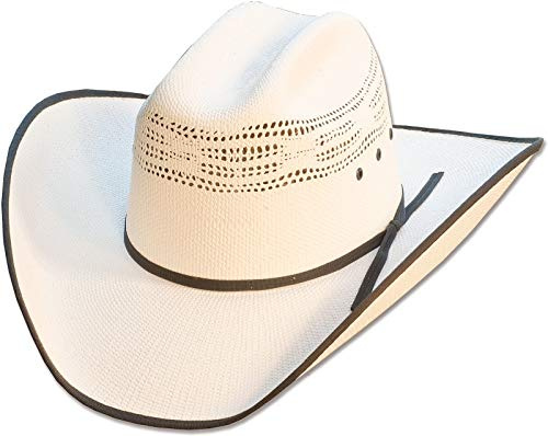 Cowboyhut Ashton weiß mit schwarzer Umrandung Strohhut, Größe (Kopfumfang):56