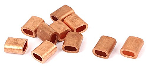 Sourcingmap 4mm x 2mm Single Hole Wire Rope Clip Clamp Brass Ferrules 10 Pcs