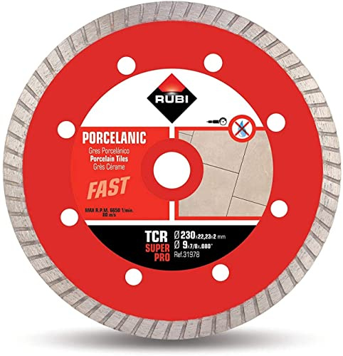 RUBI 31975 Disco Diamante gres porcelánico Turbo (TCR) 180 mm SuperPro, Gris