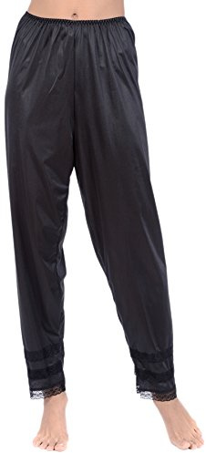 Patricia Women's Premium Silky Ultra Soft Satin Snip-it Anti-Static Cling Pant Slip with Lace Trim (Black, 3X-Large)