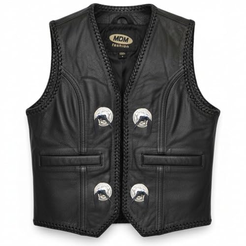 MDM Kinder Conchos Lederweste, schwarz (Gr. M/116)