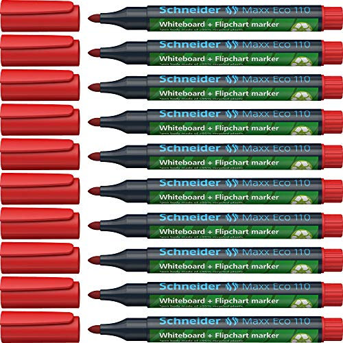Schneider Maxx Eco 110 Whiteboardmarker (Strichstärke: 1-3 mm, nachfüllbar) 10er Packung rot