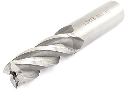 sourcingmap 16mmx15mmx32mmx90mm Machining Cutting Tool Helical Groove 4 Flute Straight Shank Milling Cutter End Mill