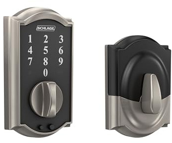 Schlage BE375 CAM 619 Touch Camelot Deadbolt, Electronic Keyless Entry Lock, Satin Nickel