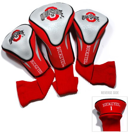 Team Golf NCAA Ohio State Buckeyes Contour Golf Club Headcovers (3 Count) Numbered 1, 3, & X, Fits Oversized Drivers, Utility, Rescue & Fairway Clubs, Velour lined for Extra Club Protection