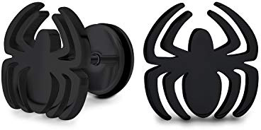 Boucles D'Oreilles Araignée Veuve Noire Insecte Faux Tricheur Illusion Plug Stud Piercing Acier Chirurgical 16G Boucles D'Oreilles Pour Hommes Pour Femmes