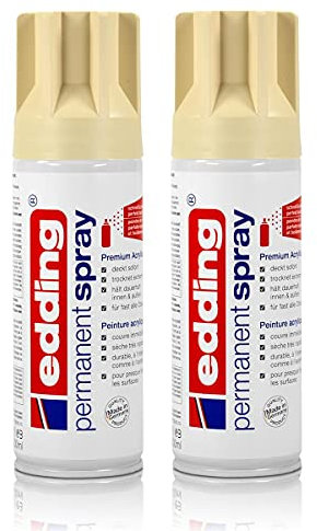 2x edding Permanent Spray hellelfenbein 200 ml Premium Acryllack, RAL 1015