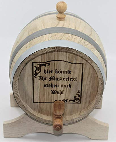 MAAJ 2 L WEINFASS MIT WUNSCHGRAVUR - Geschenk-Idee/WHISKYFASS/SCHNAPSFASS AUS EICHENHOLZ