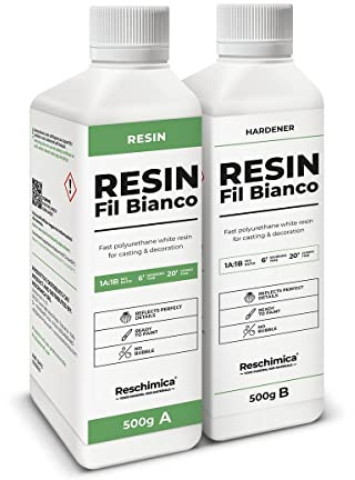 Resina Poliuretanica Bianca 1:1 Indurimento Rapido FIL BIANCO (1 kg) | Finitura Perfetta,Ideale Per Creazioni In Resina, Decorazioni, Bijoux E Progetti DIY