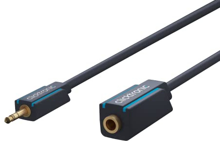 Clicktronic 3,5mm Klinke Verlängerung mit Kupferleiter, AUX Verlängerungskabel 3,5 mm Klinkenstecker auf Klinkenbuchse MP3 Audio Verlängerungs Kabel, Kopfhörer-Verlängerung, 5m Länge