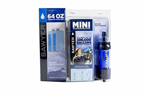 SAWYER Mini original vattenfiltervärdet set med 3 x 1 liter eller 2 x 2 liter dricksväskor, mini blå